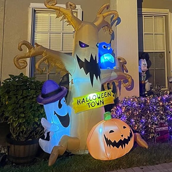 8FT Dead Tree & Owl Ghost Halloween Blow Up Inflatable Decoration with LED Light - Picture 3 of 10